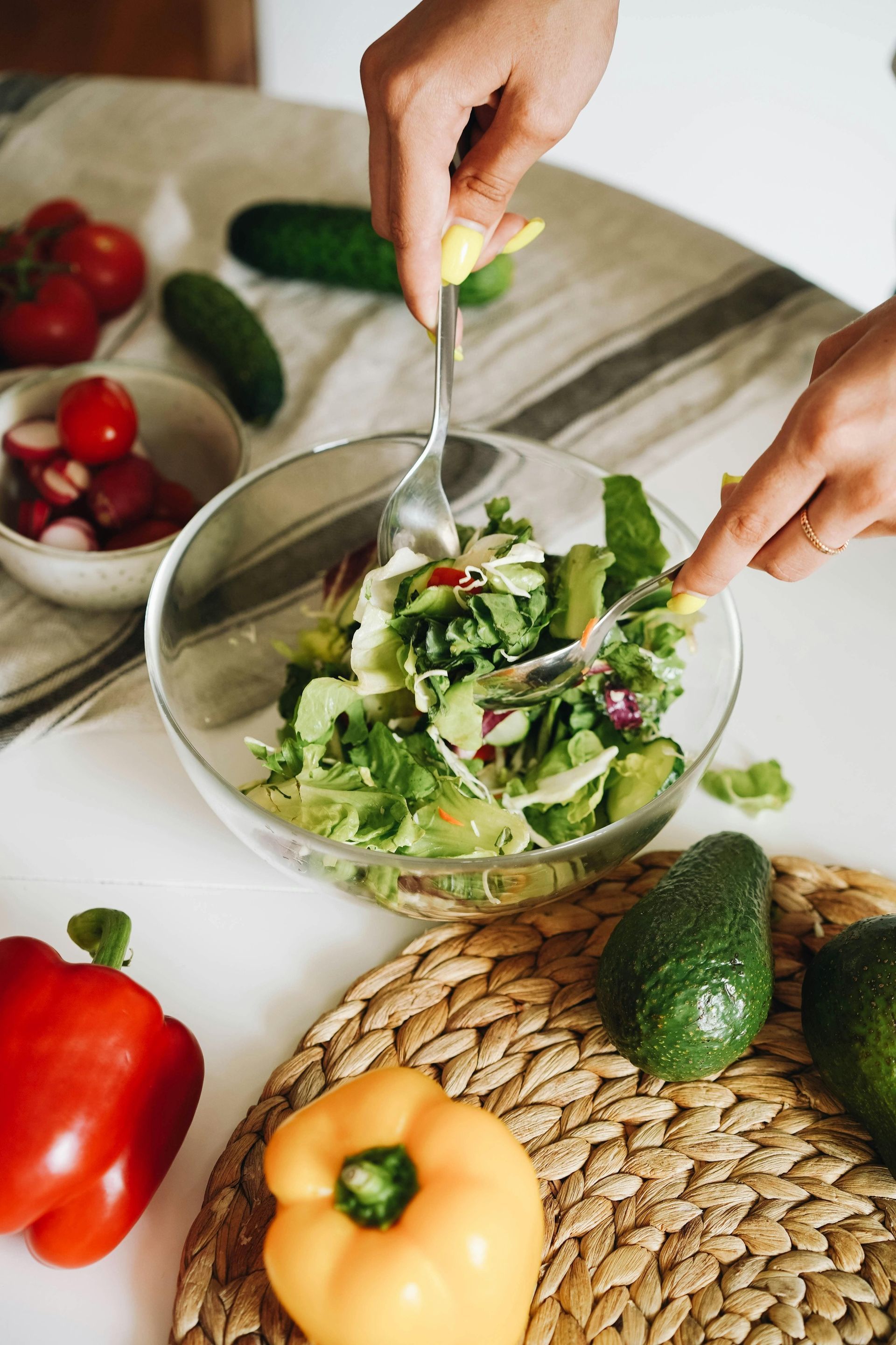 A person preparing a healthy and nutritious meal