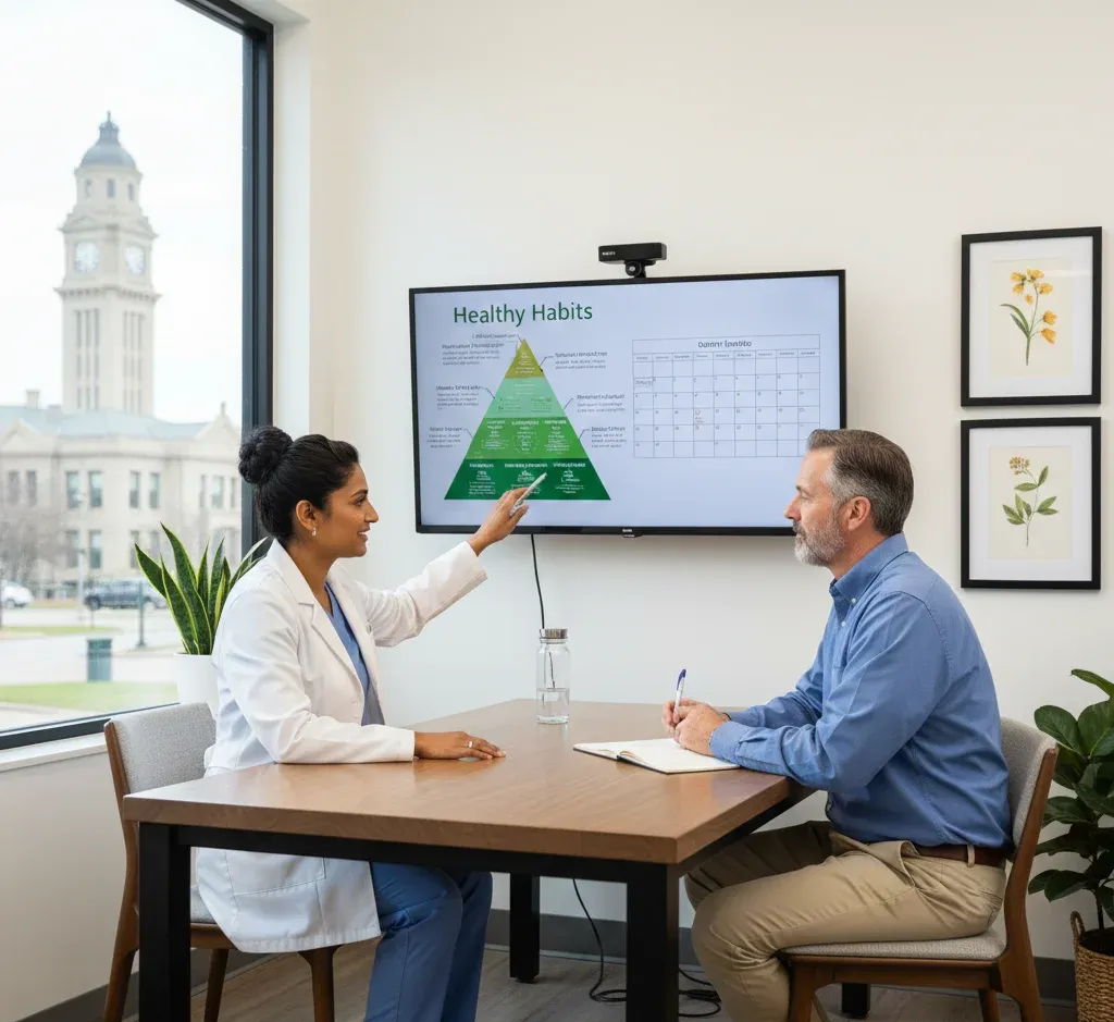 a man having a nutrition counseling in Denton, TX