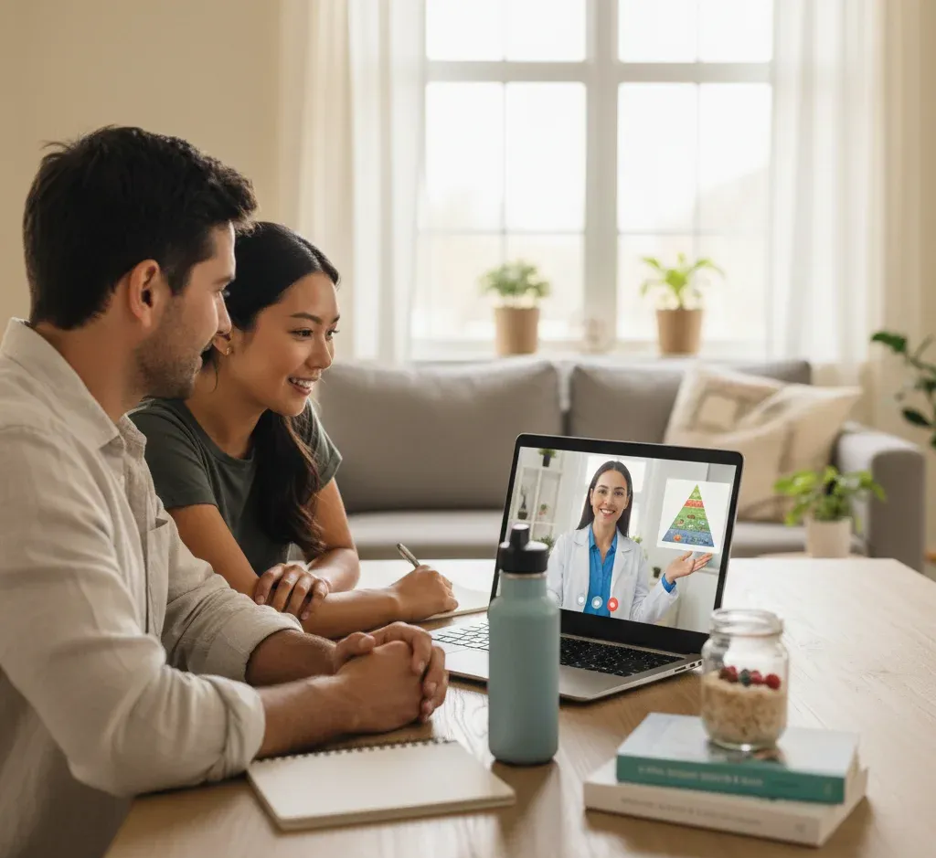 couple having an online nutrition counseling