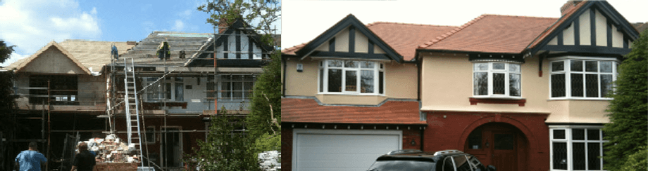 Modern home with tile roofing
