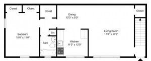 One Bedroom Apartment Floorplan, link to larger photo