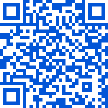 A blue and white qr code with the words `` scan me '' on it.