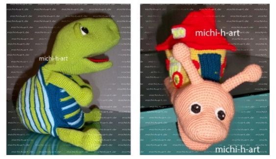 michi-h-art Handpuppen Schildkröte und Schnecke mit Eigenheim