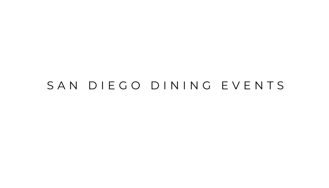 The logo for san diego dining events is on a white background.