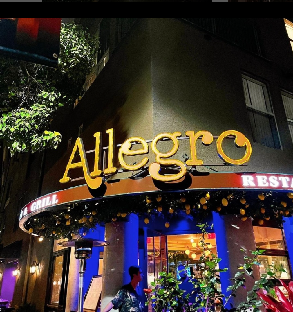 Allegro restaurant and bar in Little Italy store front. 