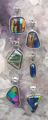 Sterling Silver Gemstone Pendants/Dichroic Glass