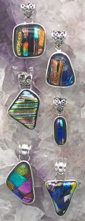 Sterling Silver Gemstone Pendants/Dichroic Glass