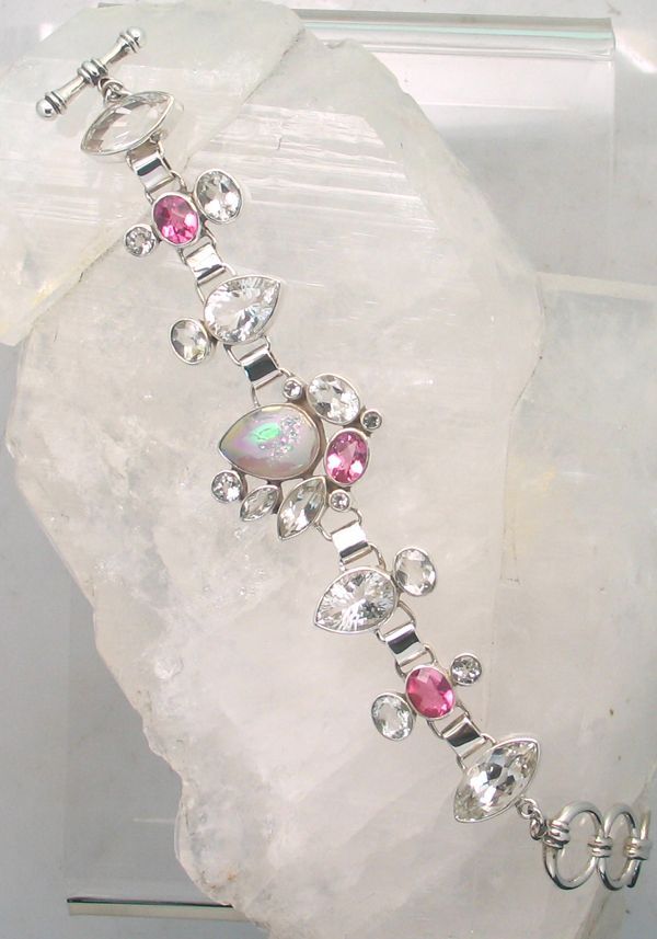 SB BR-032 MLT  (White Topaz, White Quartz, Pink Quartz, Quartz Drusy)