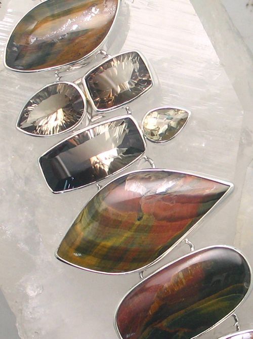 SB BR-059 MLT  (Bi-color Smoky Quartz, Citrine, Smoky Quartz, Tiger Iron)  (Reduced from $1279.95)