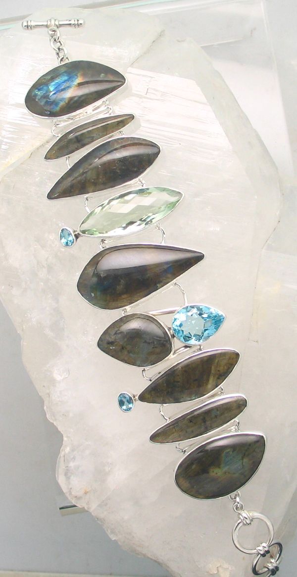 SB BR-098 MLT  (Spectrolite, Blue Topaz, Green Amethyst)  (Reduced from $1187.95)