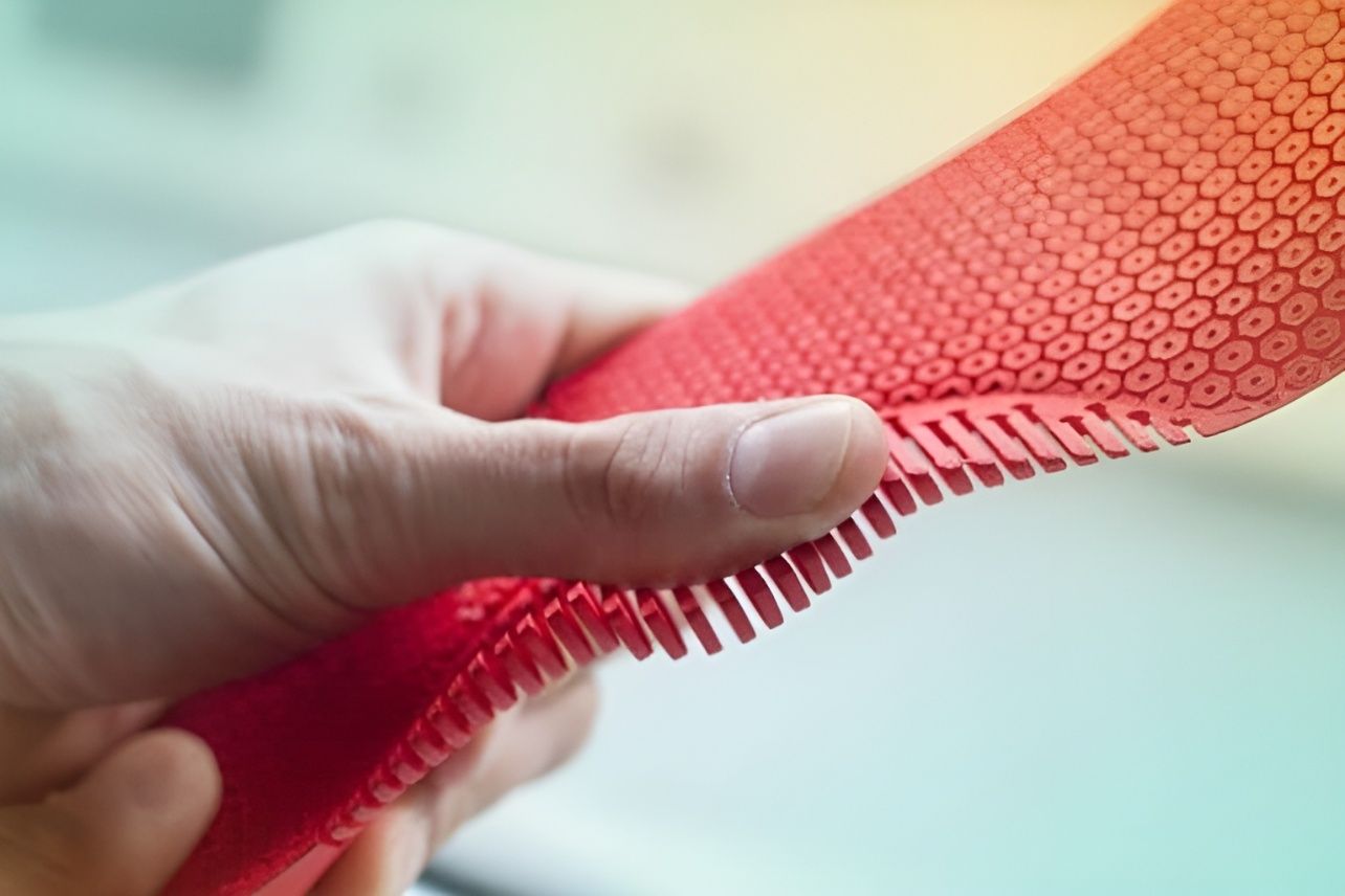 A Person is Holding a Red Insole in Their Hand — Hastings Podiatry Centre In Port Macquarie, NSW