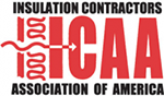 ICA logo with red letters and wavy lines representing insulation. "Insulation Contractors Association of America" text.