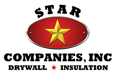 Logo for Star Companies, Inc., featuring a star graphic within an oval, and text "DRYWALL * INSULATION."
