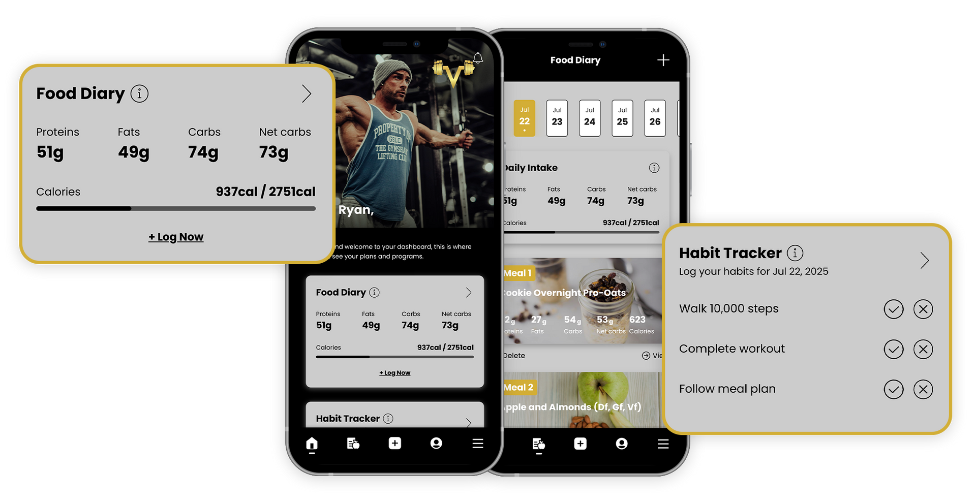 A man is lifting weights in a gym on a cell phone.