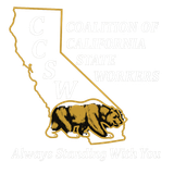 Logo: California outline with bear, "CCSW," "Coalition of California State Workers," and "Always Standing With You."
