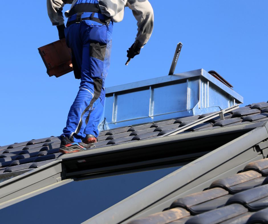 A professional roofer, while performing routine roof maintenance