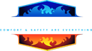 A logo for the company, Airflow Experts, that has  tag line that says,  comfort and safety are everything