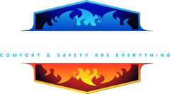 A logo for the company, Airflow Experts, that has  tag line that says,  comfort and safety are everything