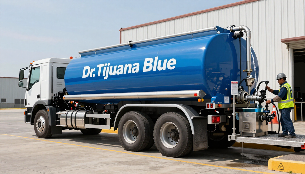 Camión pipa suministrando agua en Tijuana