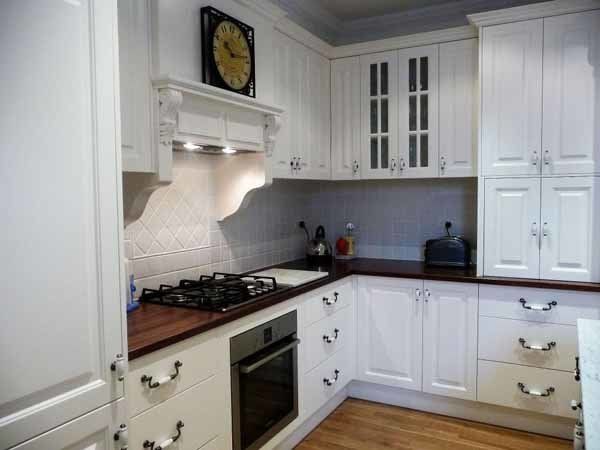 kitchen with white drawers