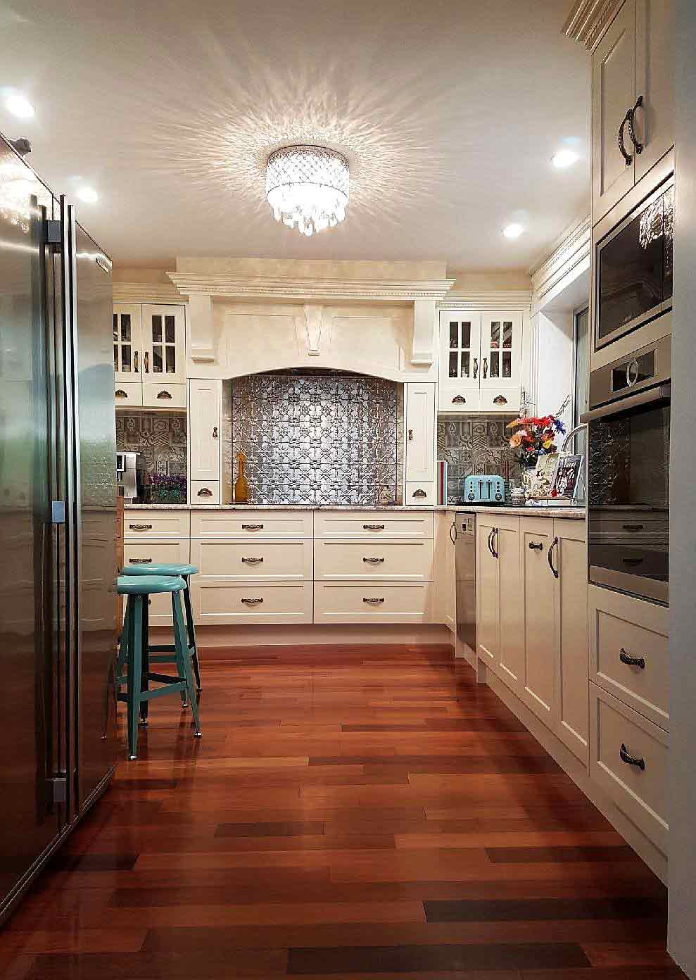 modern kitchen with refrigerator