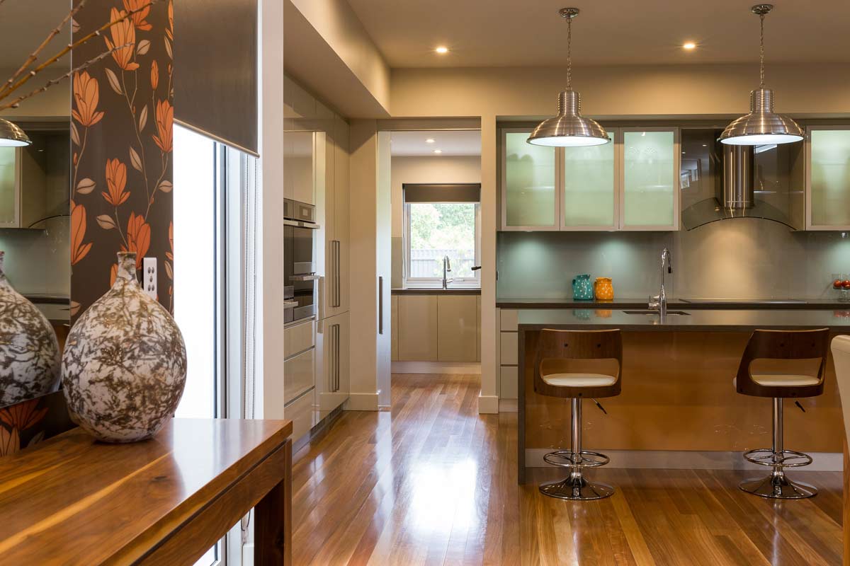 modern kitchen with table and chairs