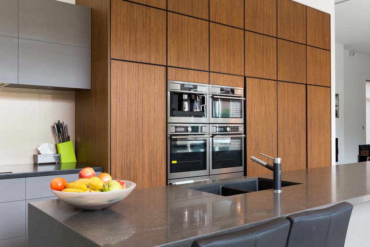 modern kitchen with granite island
