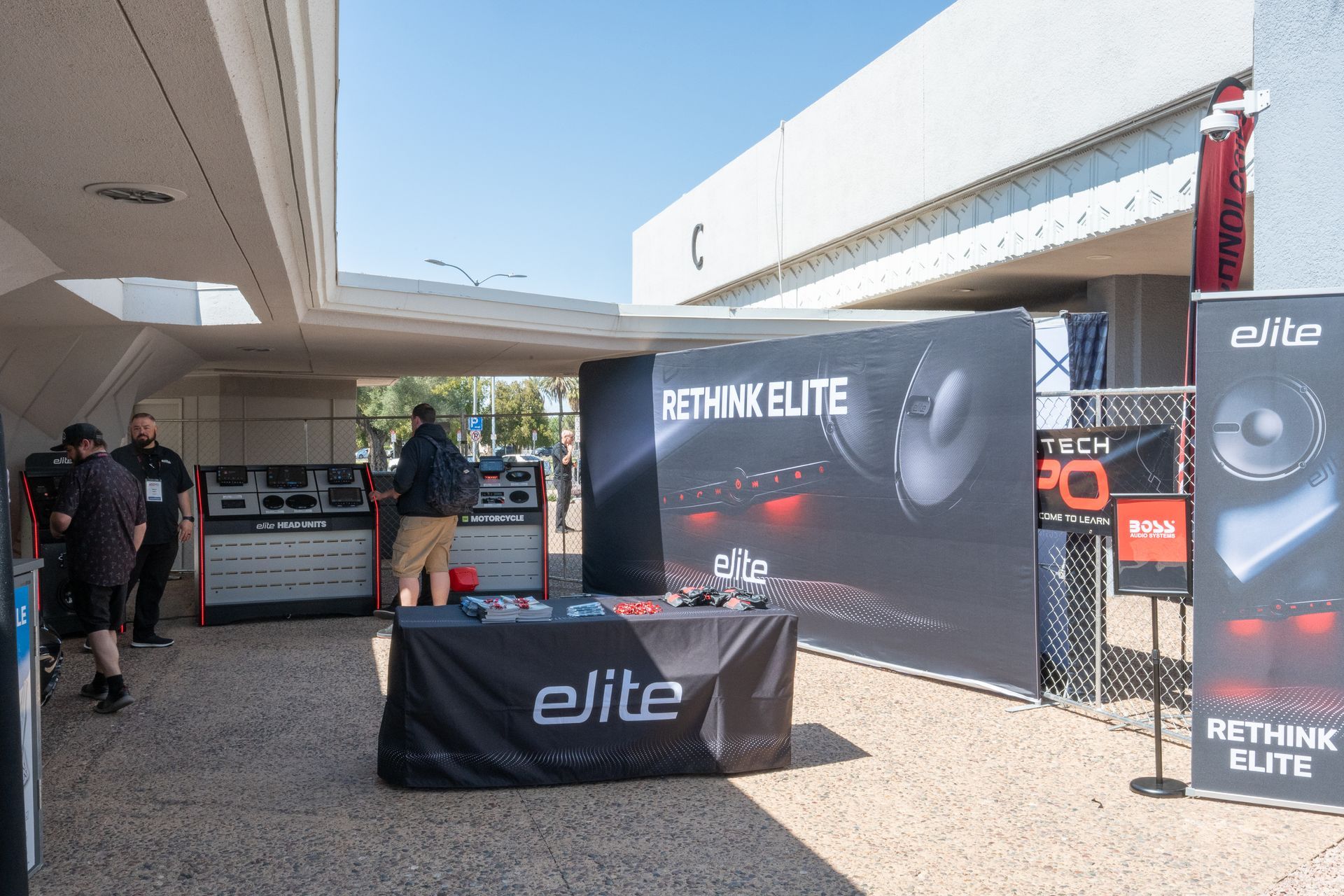 Outdoor booth promoting 