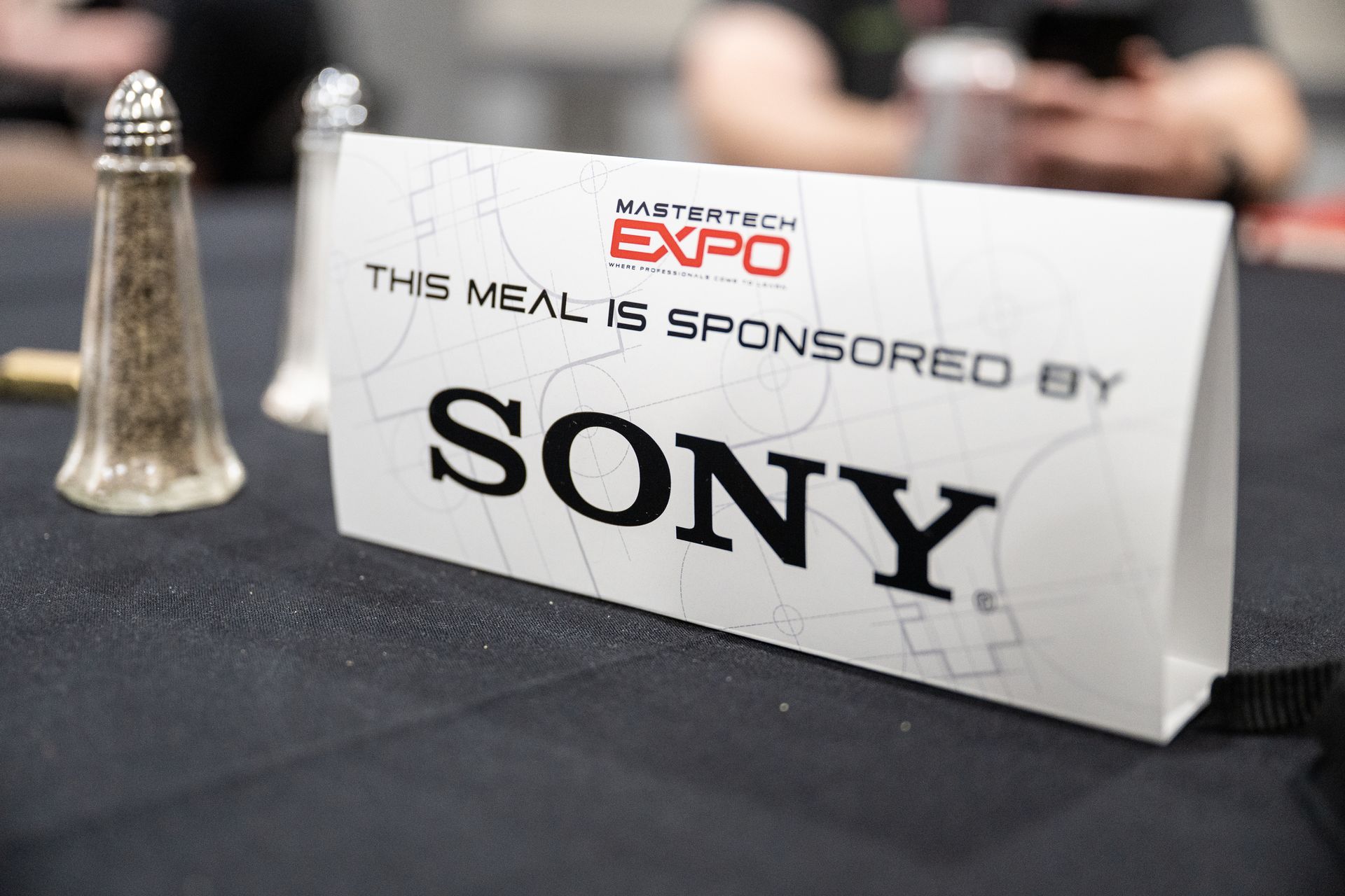 Table tent sign that reads 