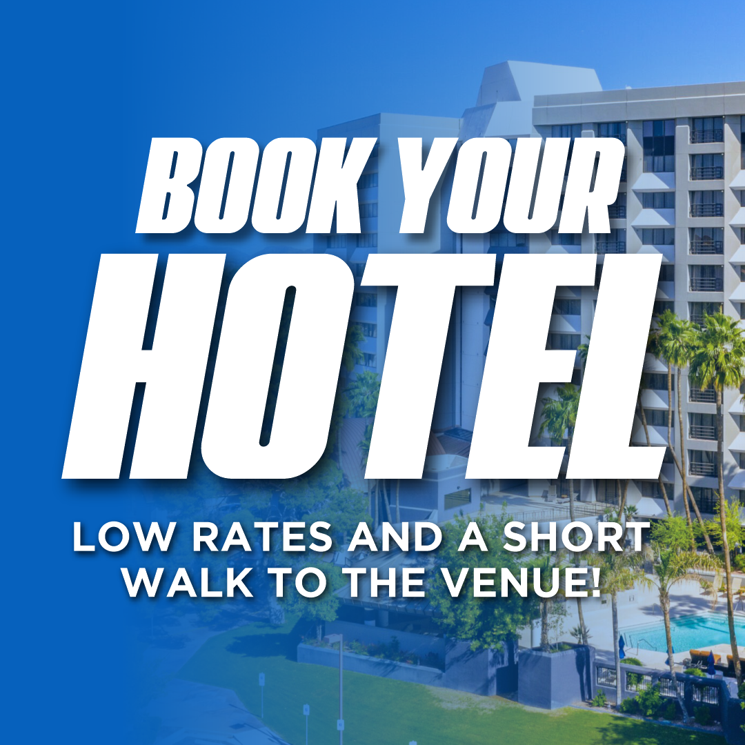 Advertisement promoting hotel bookings, featuring a hotel building, with text 