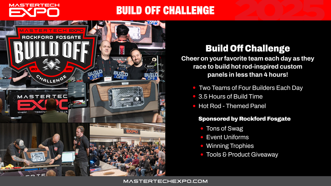 A poster for the build off challenge at the expo