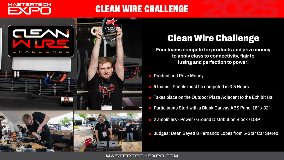 A poster for the clean wire challenge shows a man holding a trophy over his head.