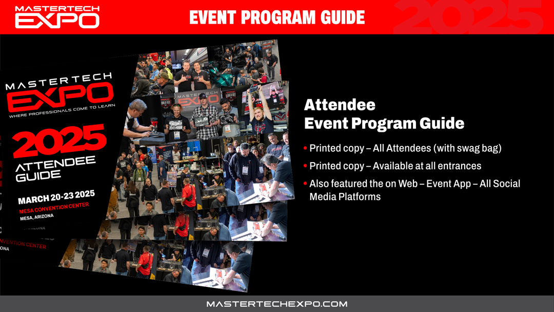 An event program guide for the mastertech expo 2025