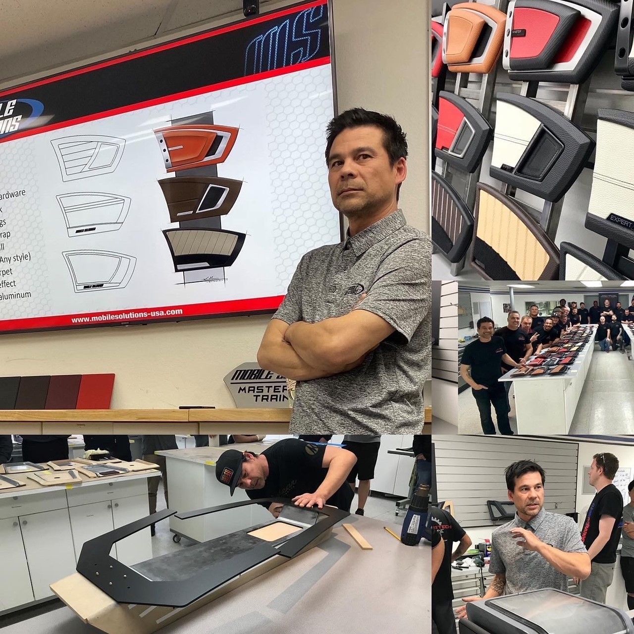 A man is standing in front of a large screen with the word crafts on it