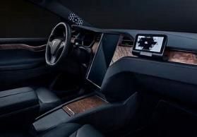 A close up of the interior of a tesla model x.