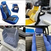A collage of four pictures of different types of seats.