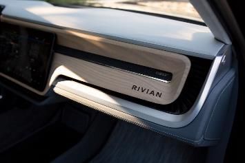 A close up of the dashboard of a rivian car.