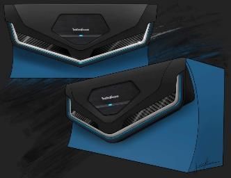 A black and blue envelope with the word rockford on it