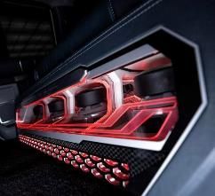 A close up of a car 's tail light.