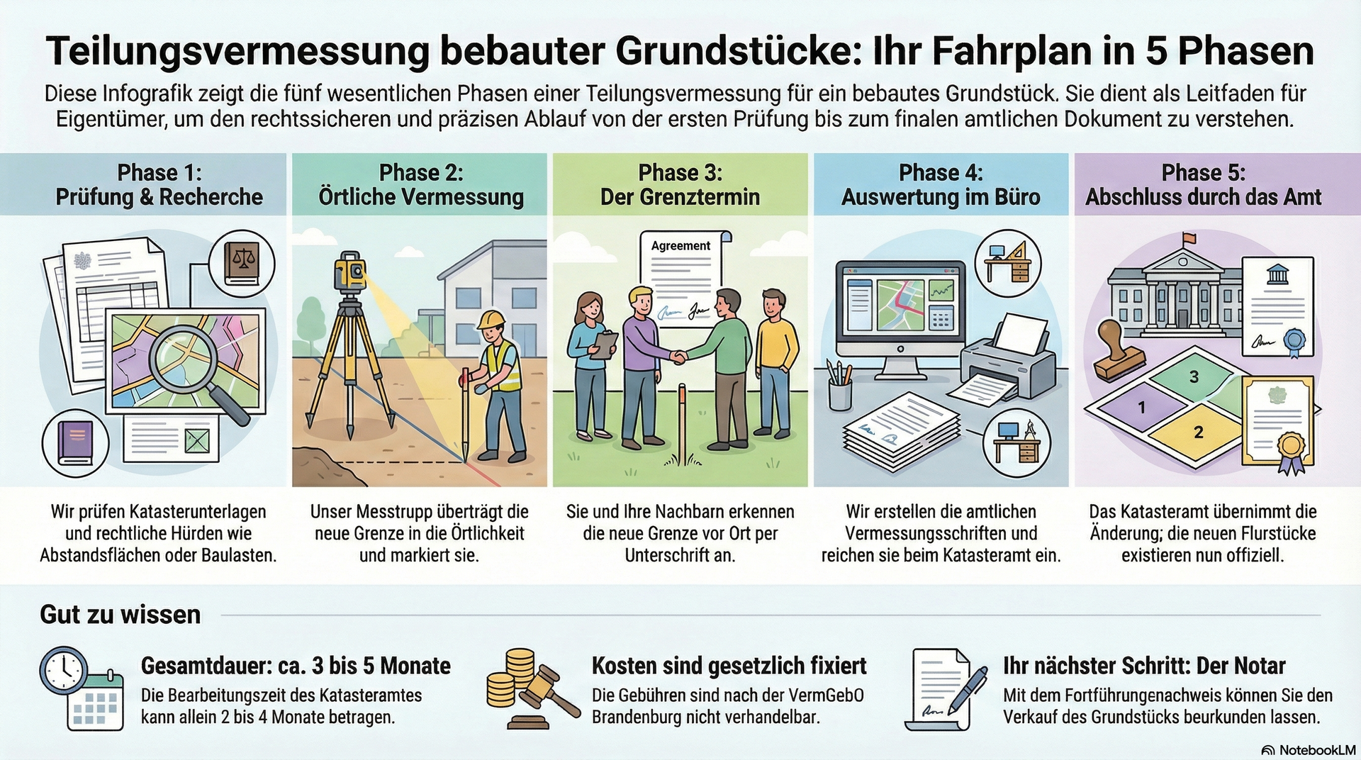 Ablauf einer Teilungsvermessung graphisch erläutert
