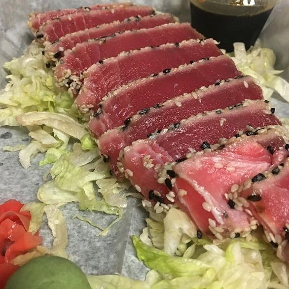 Seared tuna over lettuce