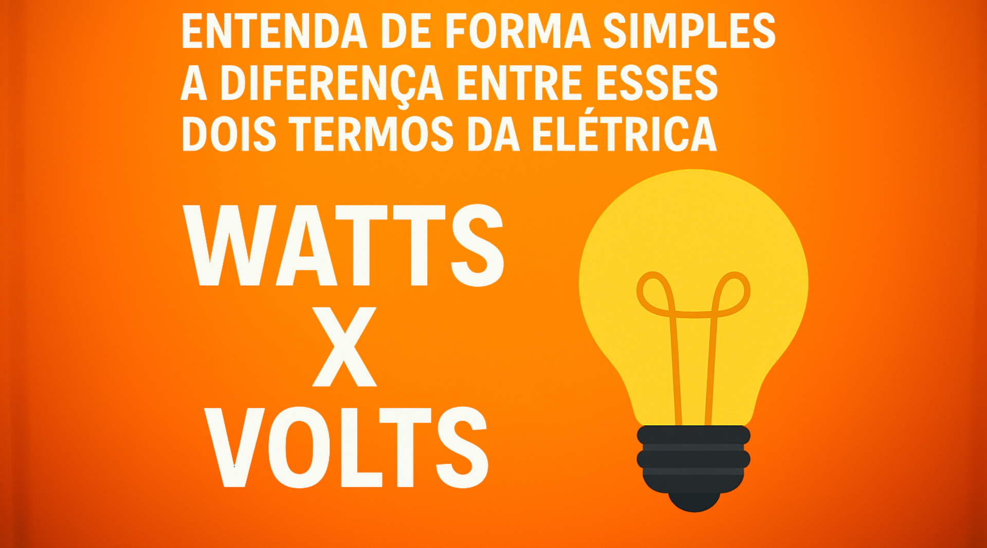 Ilustração com lâmpada e textos explicando watts e volts
