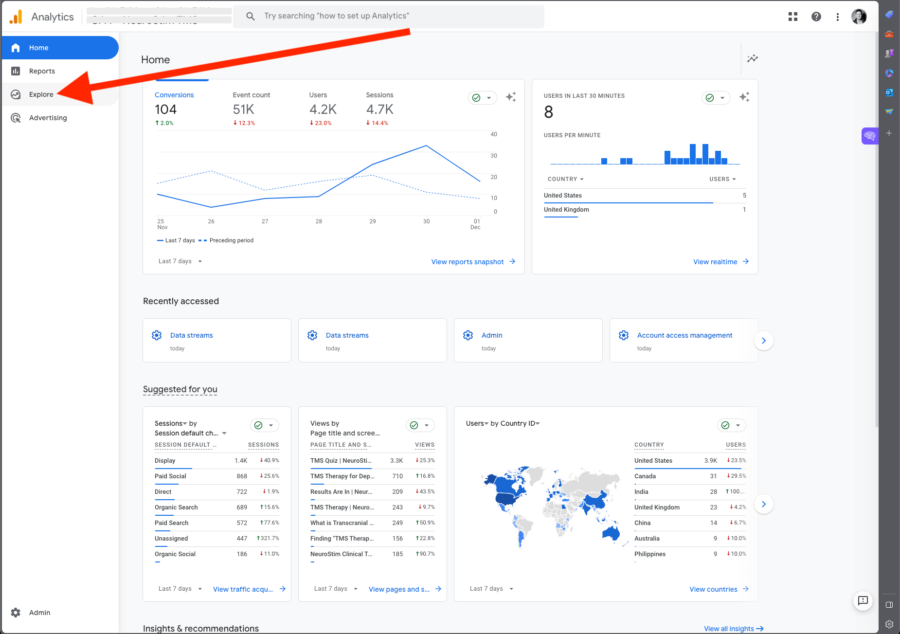 Screenshot of Google Analytics showing Explore report details.