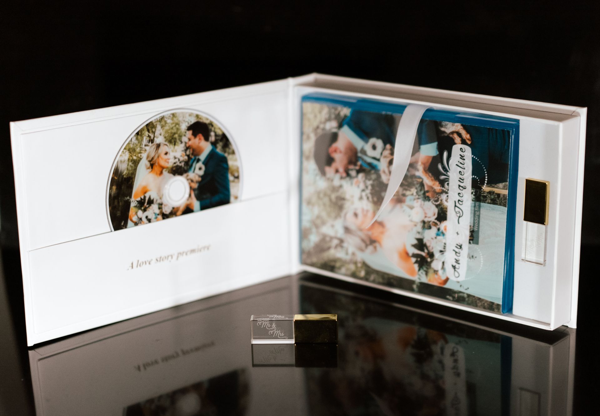 A box with a picture of a bride and groom on it.