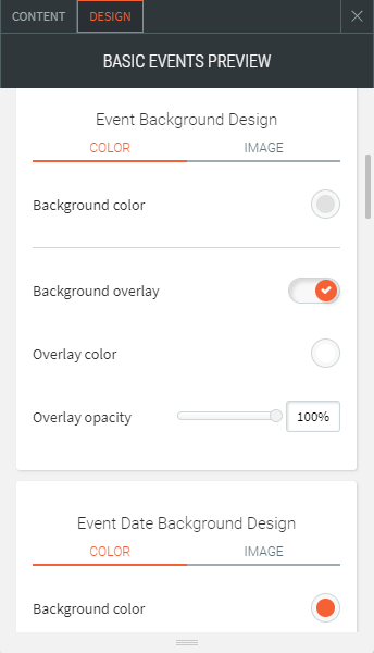 basic events preview widget
