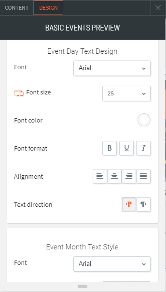basic events preview widget