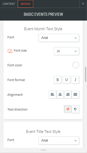 basic events preview widget