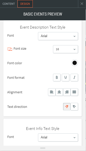 basic events preview widget