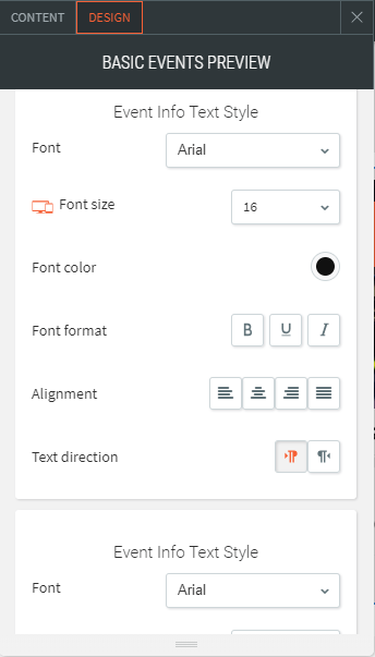 basic events preview widget