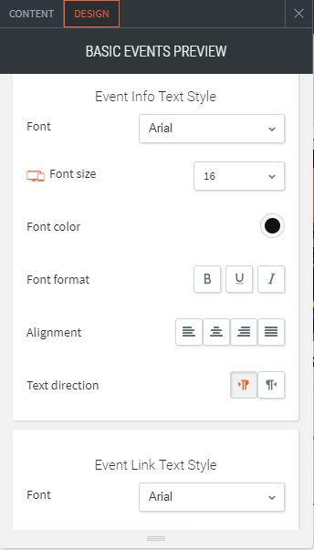 basic events preview widget